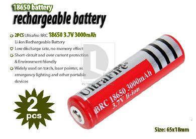 2x UltraFire 18650 3000mAh литий-ионная аккумуляторная батарея 3,7 В